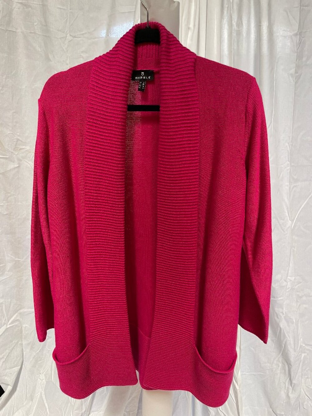 Marble Hot Pink Open Front Cardigan Pockets Size M